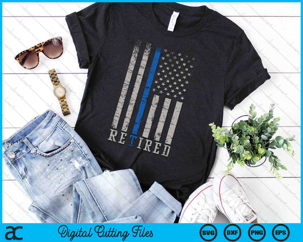 Retired Police Officer Thin Blue Line Flag Retirement SVG PNG Digital Printable Files