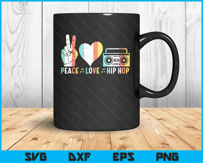 Retro 80's Old School Peace Love Hip Hop Graphic SVG PNG Digital Printable Files