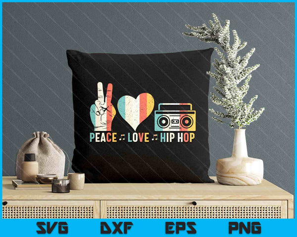 Retro 80's Old School Peace Love Hip Hop Graphic SVG PNG Digital Printable Files