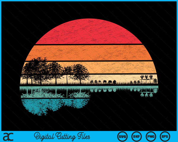 Retro Acoustic Guitar Lake Sunset Guitarist Music Lover Rock SVG PNG Digital Cutting Files