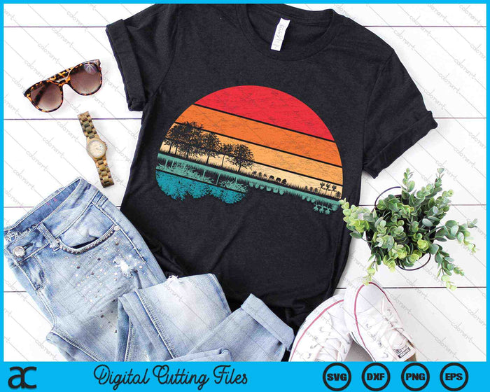 Retro Acoustic Guitar Lake Sunset Guitarist Music Lover Rock SVG PNG Digital Cutting Files