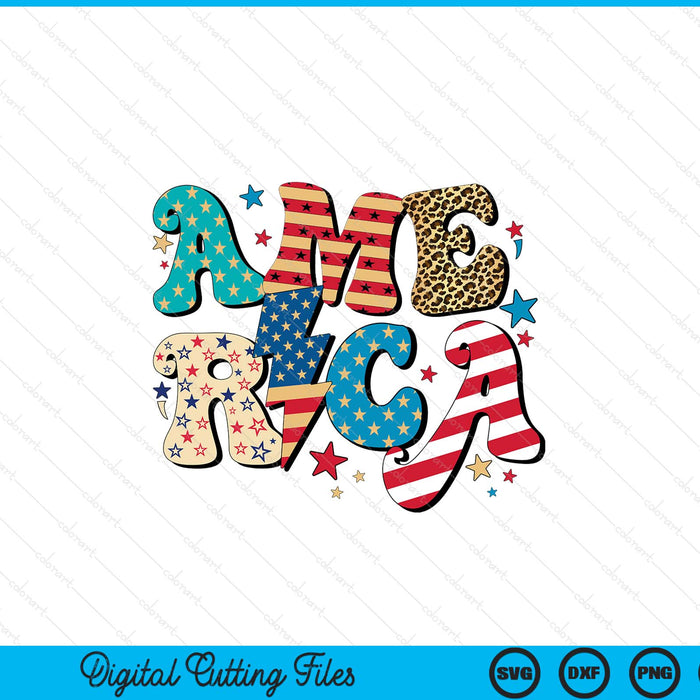Retro America flag leopard 4th July SVG cut file