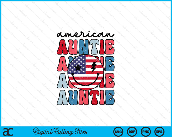 Amerikaanse tante Amerikaanse vlag schattig 4 juli patriottische SVG PNG digitale snijbestanden