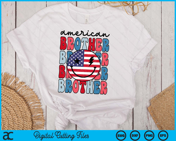 Retro American Brother American Flag Cute 4th Of July Patriotic SVG PNG Digital Cutting Files
