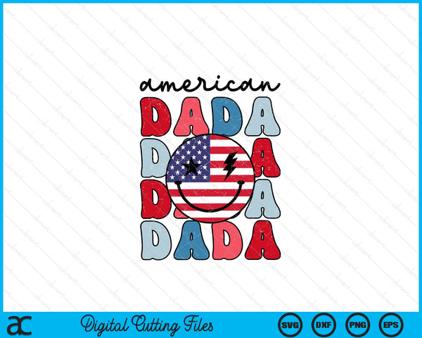 Retro Amerikaanse Dada Amerikaanse vlag schattig 4 juli patriottische SVG PNG digitale snijbestanden