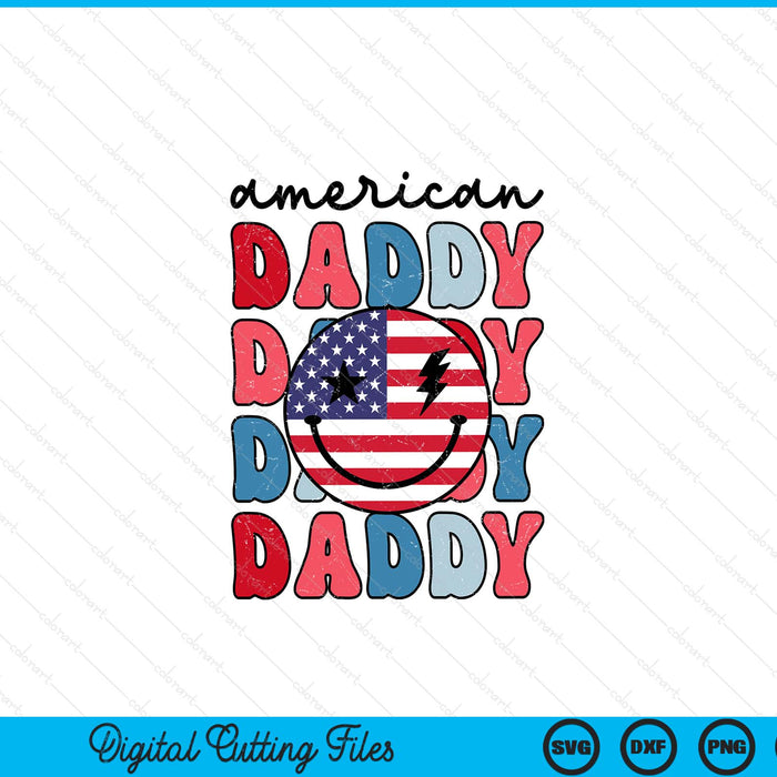 Retro American daddy American flag cute 4th of July patriotic SVG cut file