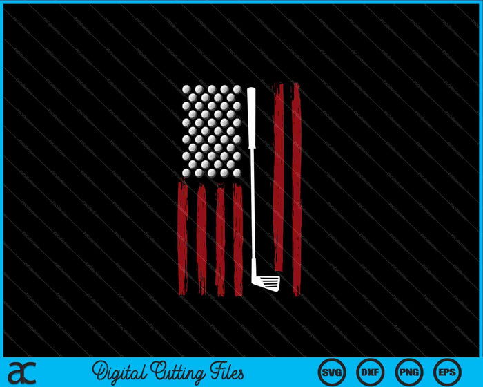 Regalo de golf de bandera americana retro para golfista divertido club de golf SVG PNG archivos de corte digital