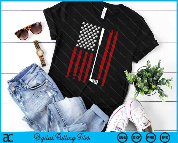 Retro American Flag Golf Gift for Golfer Funny Golf Club SVG PNG Digital Cutting Files - on a t-shirt