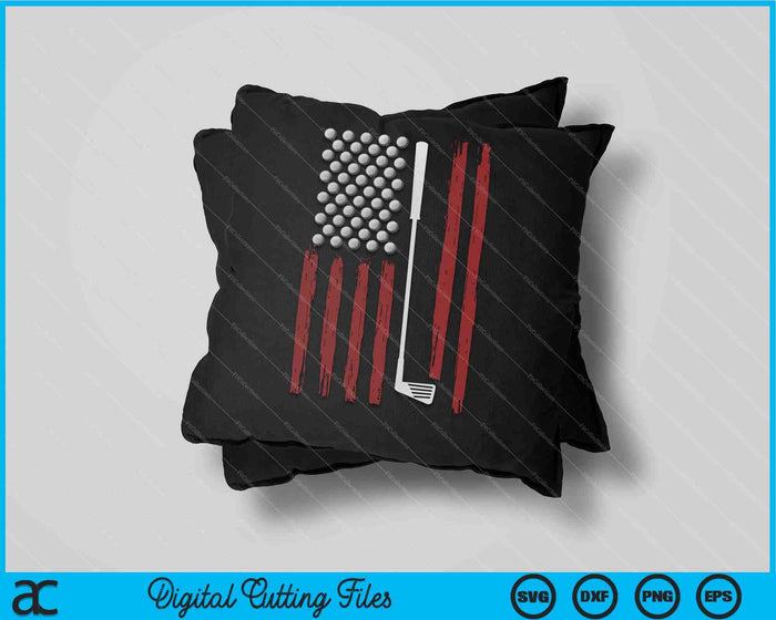 Regalo de golf de bandera americana retro para golfista divertido club de golf SVG PNG archivos de corte digital