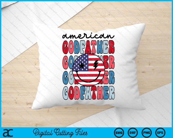 Retro American Godfather American Flag Cute 4th Of July Patriotic SVG PNG Digital Cutting Files