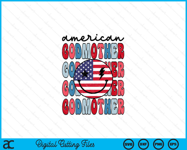 Retro Amerikaanse Godmother Amerikaanse vlag schattig 4 juli patriottische SVG PNG digitale snijbestanden