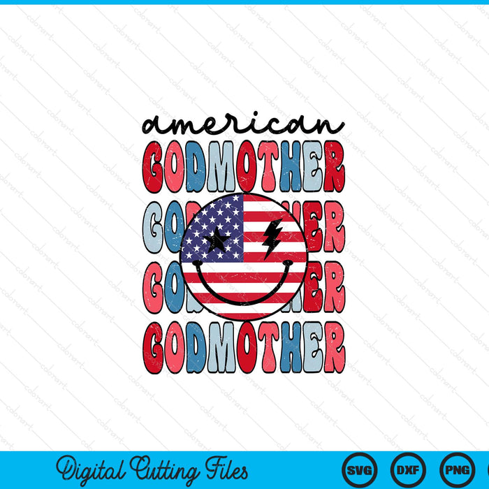Retro American godmother American flag cute 4th of July patriotic SVG cut file