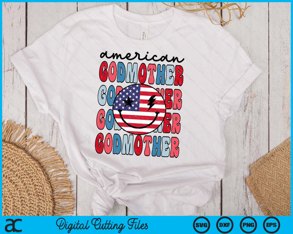 Retro American Godmother American Flag Cute 4th Of July Patriotic SVG PNG Digital Cutting Files