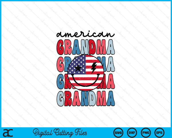 Retro American Grandma American Flag Cute 4th Of July Patriotic SVG PNG Digital Cutting Files