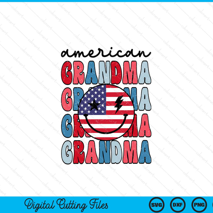 Retro American grandma American flag cute 4th of July patriotic SVG cut file