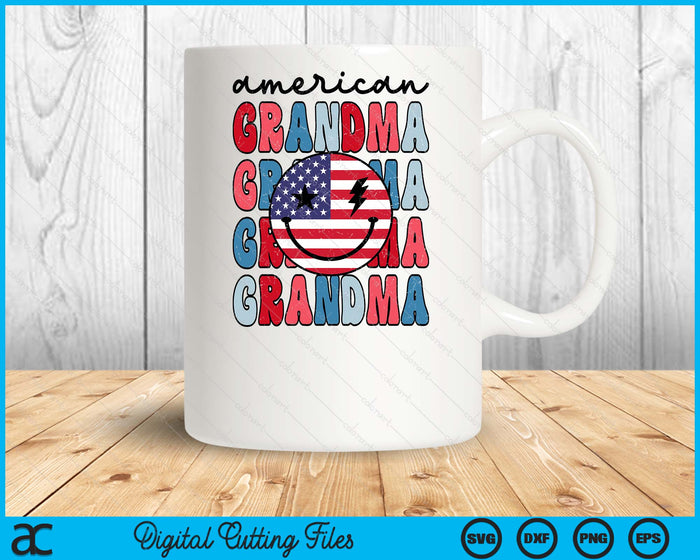 Retro American Grandma American Flag Cute 4th Of July Patriotic SVG PNG Digital Cutting Files