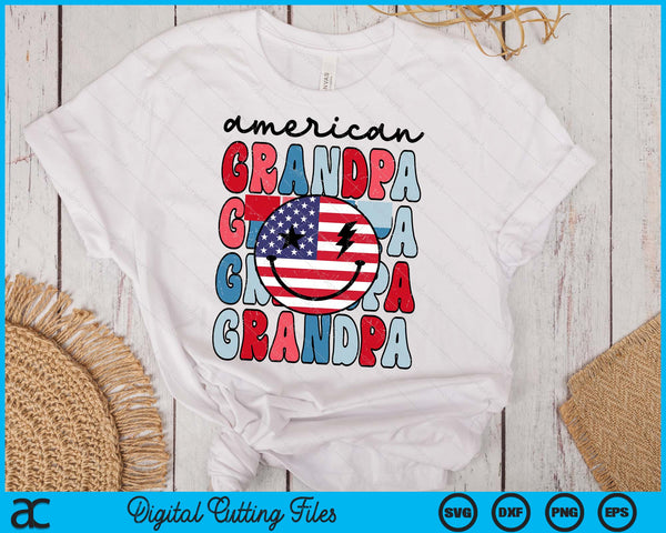 Retro American Grandpa American Flag Cute 4th Of July Patriotic SVG PNG Digital Cutting Files