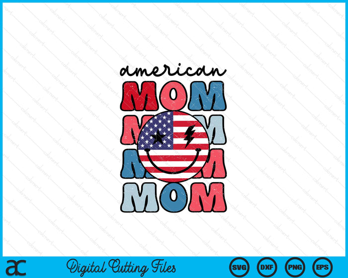 Retro Amerikaanse moeder Amerikaanse vlag schattig 4 juli patriottische SVG PNG digitale snijbestanden