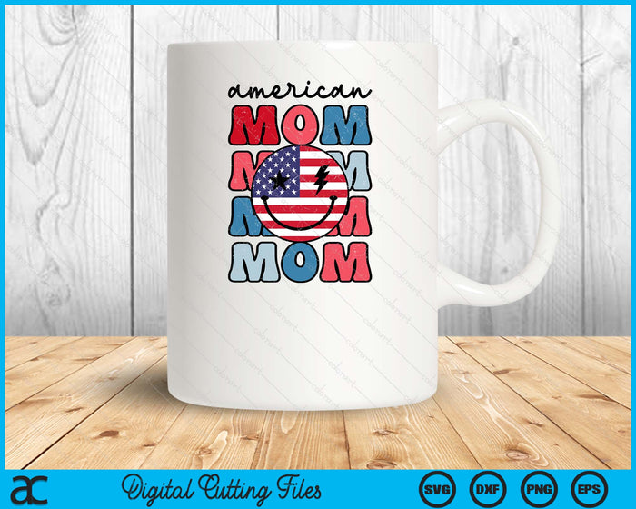 Retro American Mom American Flag Cute 4th Of July Patriotic SVG PNG Digital Cutting Files