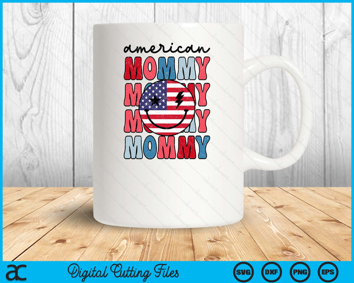 Retro American Mommy American Flag Cute 4th Of July Patriotic SVG PNG Digital Cutting Files