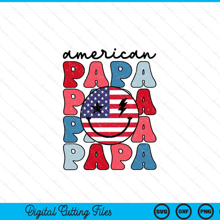 Retro American papa American flag cute 4th of July patriotic SVG cut file