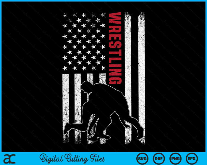 Retro American Wrestling Apparel Bandera de EE. UU. Lucha libre SVG PNG Archivos de corte digital