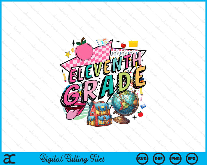 Retro Back To School 11th Grade SVG PNG Digital Printable Files