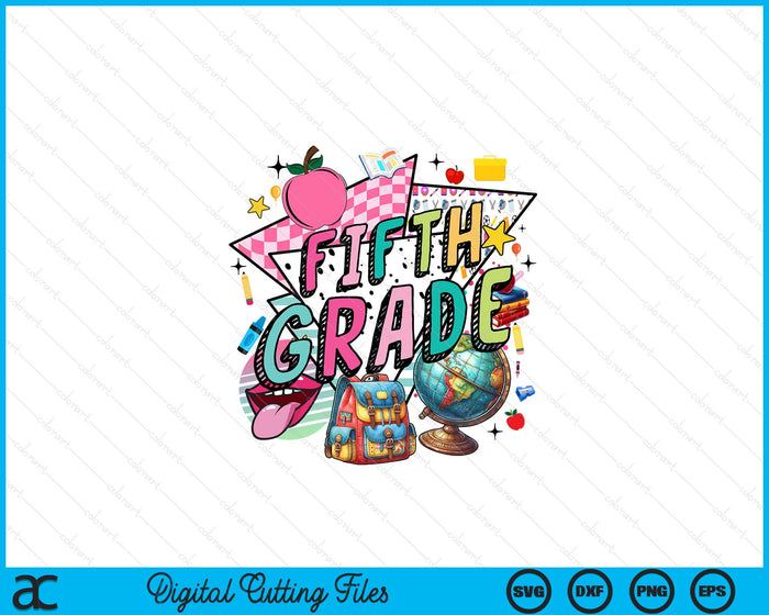 Retro Back To School 5th Grade SVG PNG Digital Printable Files