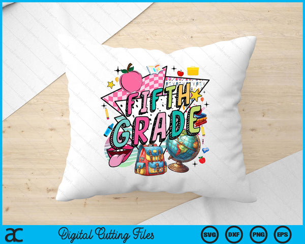 Retro Back To School 5th Grade SVG PNG Digital Printable Files