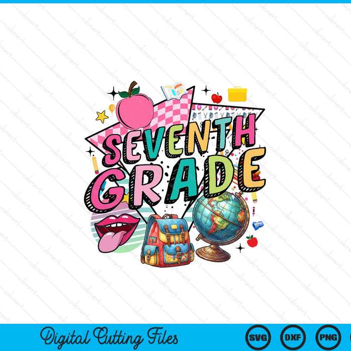 Retro Back To School 7th Grade SVG PNG Digital Printable Files