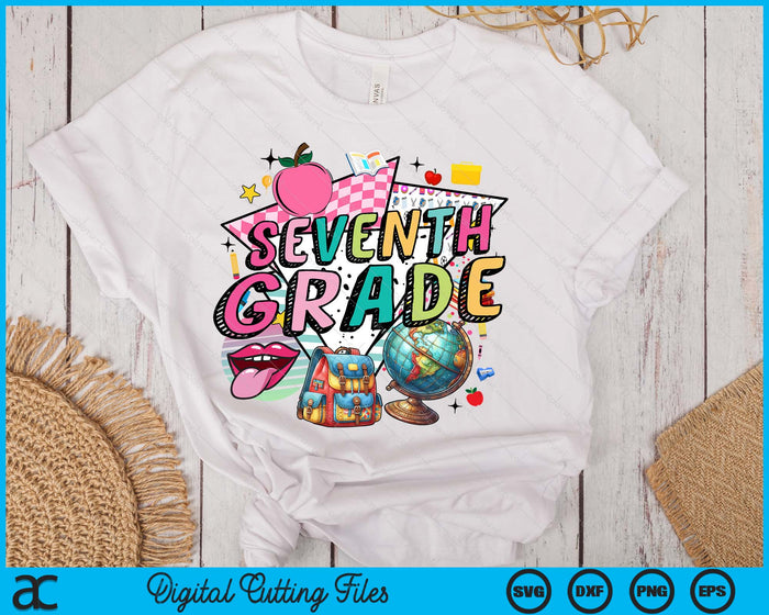 Retro Back To School 7th Grade SVG PNG Digital Printable Files