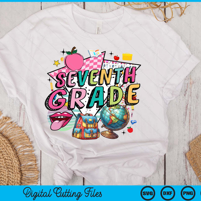 Retro Back To School 7th Grade SVG PNG Digital Printable Files