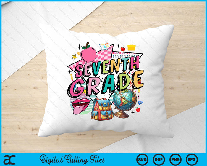 Retro Back To School 7th Grade SVG PNG Digital Printable Files