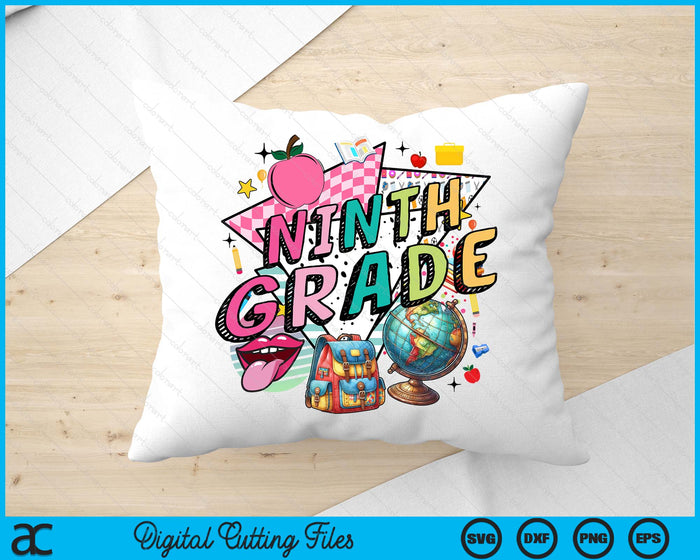 Retro Back To School 9th Grade SVG PNG Digital Printable Files