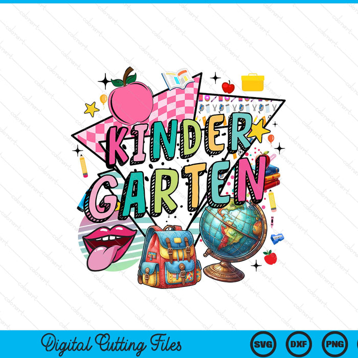 Retro Back To School Kindergarten SVG PNG Digital Printable Files