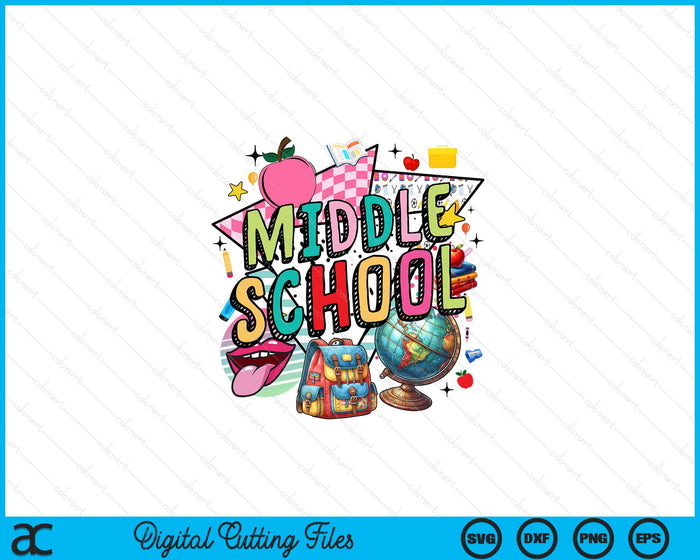 Retro Back To School Middle school SVG PNG Digital Printable Files