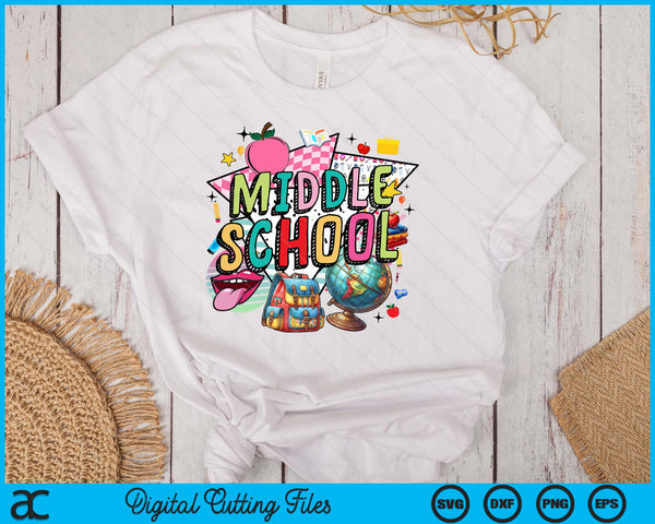 Retro Back To School Middle school SVG PNG Digital Printable Files