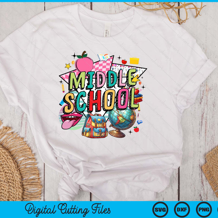 Retro Back To School Middle school SVG PNG Digital Printable Files