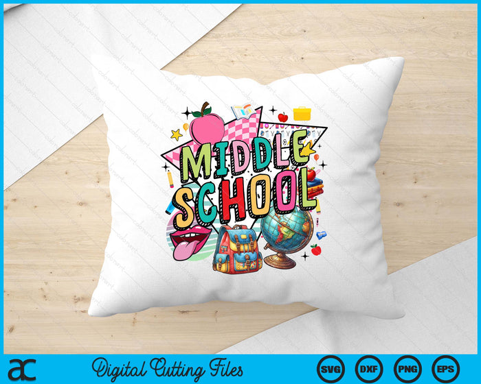 Retro Back To School Middle school SVG PNG Digital Printable Files