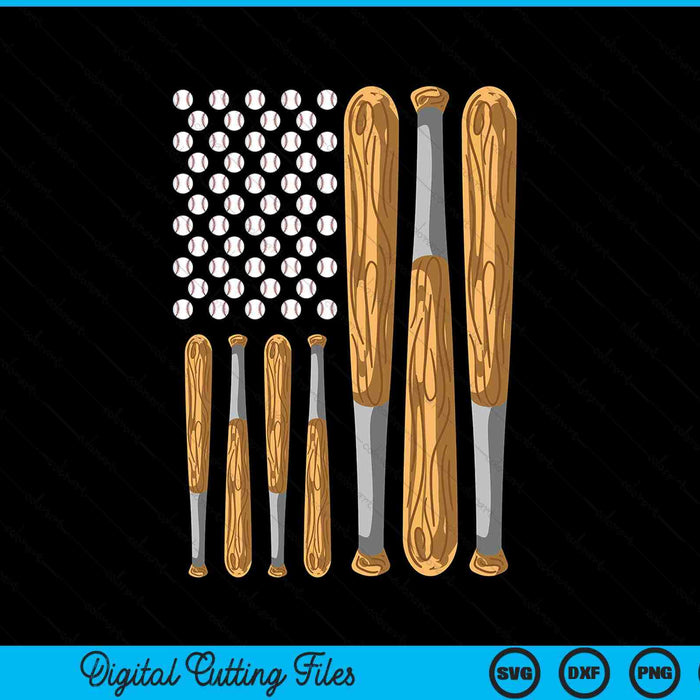 Retro Baseball American Flag Vintage Baseball Flag SVG PNG Digital Cutting Files