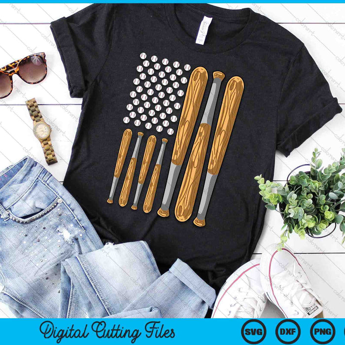 Retro Baseball American Flag Vintage Baseball Flag SVG PNG Digital Cutting Files