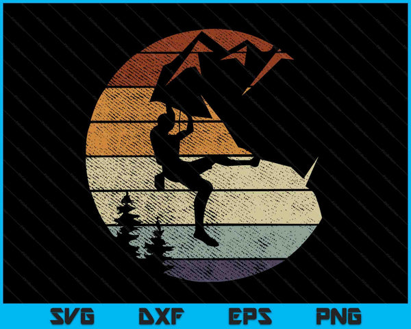 Retro Boulderen Bergbeklimmer Klim Sport Rotsklimmen SVG PNG Digitale Snijbestanden