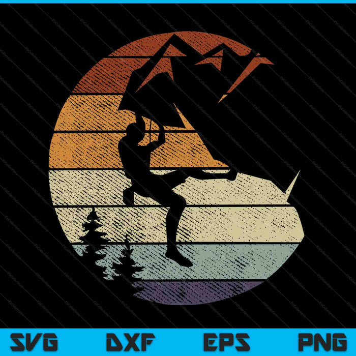 Retro bouldering mountain climber climb sports rock climbing SVG cut file