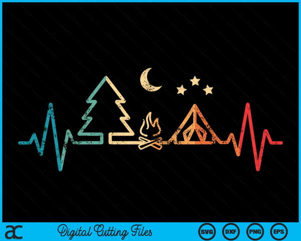 Retro Camping Outdoor Heartbeat SVG PNG digitale snijbestanden