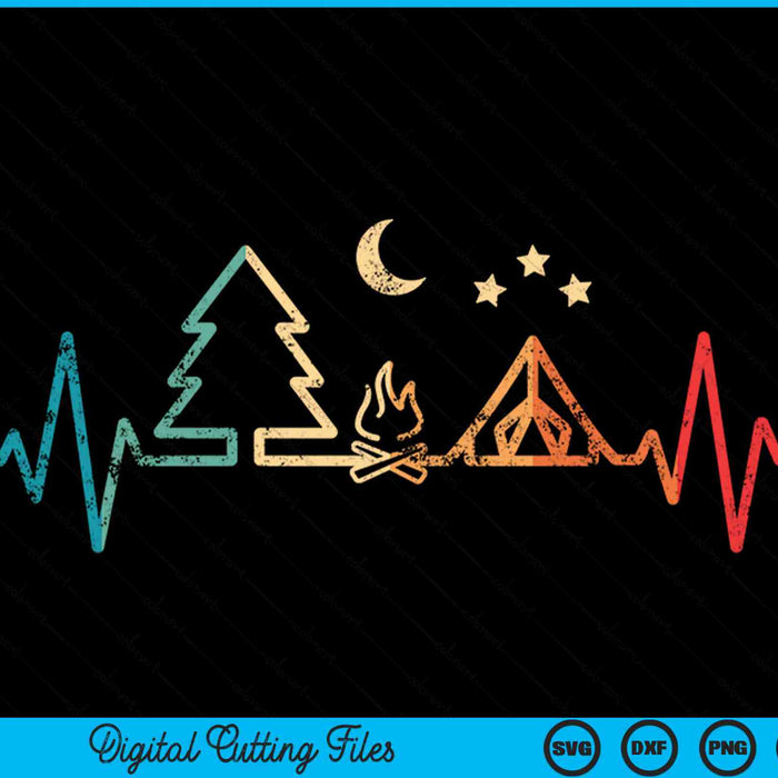 Retro Camping Outdoor Heartbeat SVG PNG Digital Cutting Files