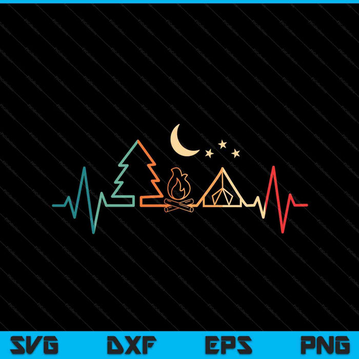 Retro Camping Outdoor Heartbeat Nature Camper Hiking SVG PNG Digital Cutting Files