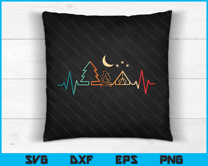 Retro Camping Outdoor Heartbeat Nature Camper Hiking SVG PNG Digital Cutting Files