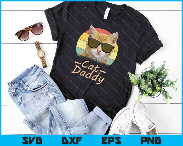 Retro Cat Daddy 80s 90S Style SVG PNG Cutting Printable Files