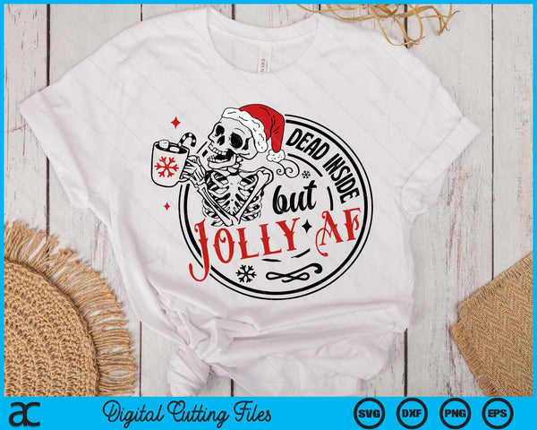 Retro Dead Inside But Jolly Af Skeleton Coffee Christmas SVG PNG Digital Printable Files