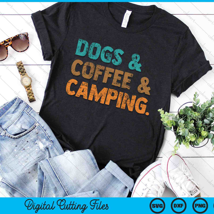 Retro Honden Koffie Camping Grappige Kampeerders SVG PNG Digitale Snijbestanden